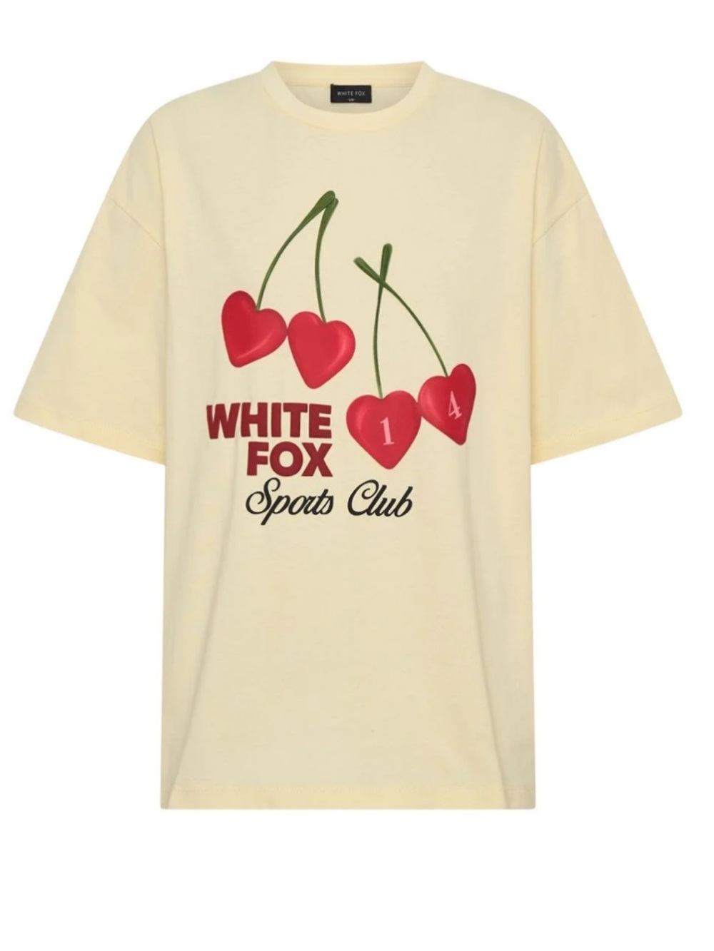 NWT • White Fox Butter Yellow Boutique Club 14 Izzy Oversized Tee 🍋🍒 Size S/M